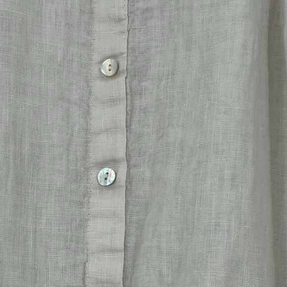 Terzo Millennio Linen Tunic Top Womens L Tan Lagenlook Cottagecore Long Sleeve - Picture 4 of 8